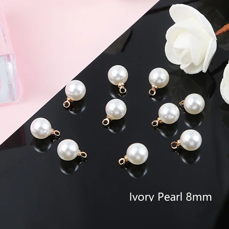 8mm 20 шт./лот, имитация жемчуга, круглые кулоны и подвески для рукоделия, серьги-капли, фурнитура для изготовления ювелирных изделий, аксессуары - Цвет: 8mm