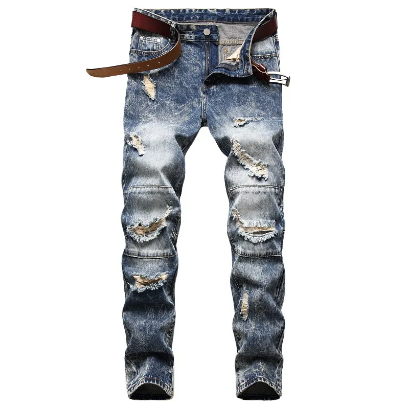 

Men's Jean Skinny Ripped Stretch Slim Elastic Denim Pants Large Size For Male Spring Autumn Hip Hop