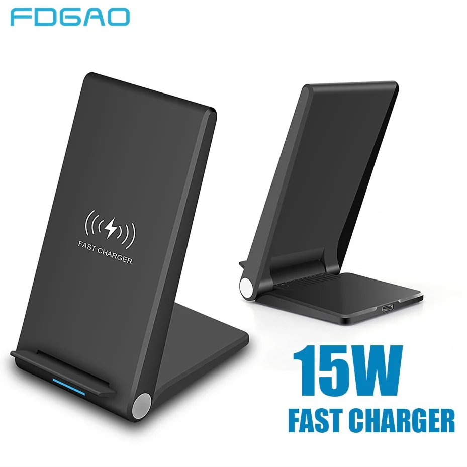 

FDGAO 15W Qi Wireless Charger Fold Stand Quick Charge 3.0 Type C Charging Pad For iPhone 11 Pro XS XR X Samsung S9 S10 Note 10