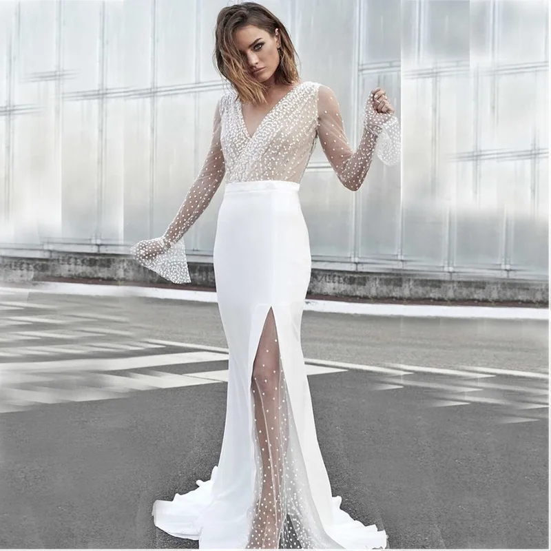 

Dresses Summer 2019 Beach Swim Wear Cover Up Women's Clothing For The Women Silk Banquet Fishtail Swimsuits With Skirt Wedding