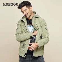 KUEGOU осень вышивка с капюшоном Повседневная куртка для мужчин и пальто Верхняя одежда Японская уличная одежда тактическая винтажная одежда 0914