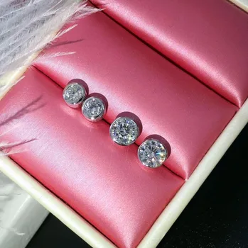 

TE203 1 carat round sona Synthetic Gem Stud Earring with logo and package Classic stud earrings Brilliant Earring