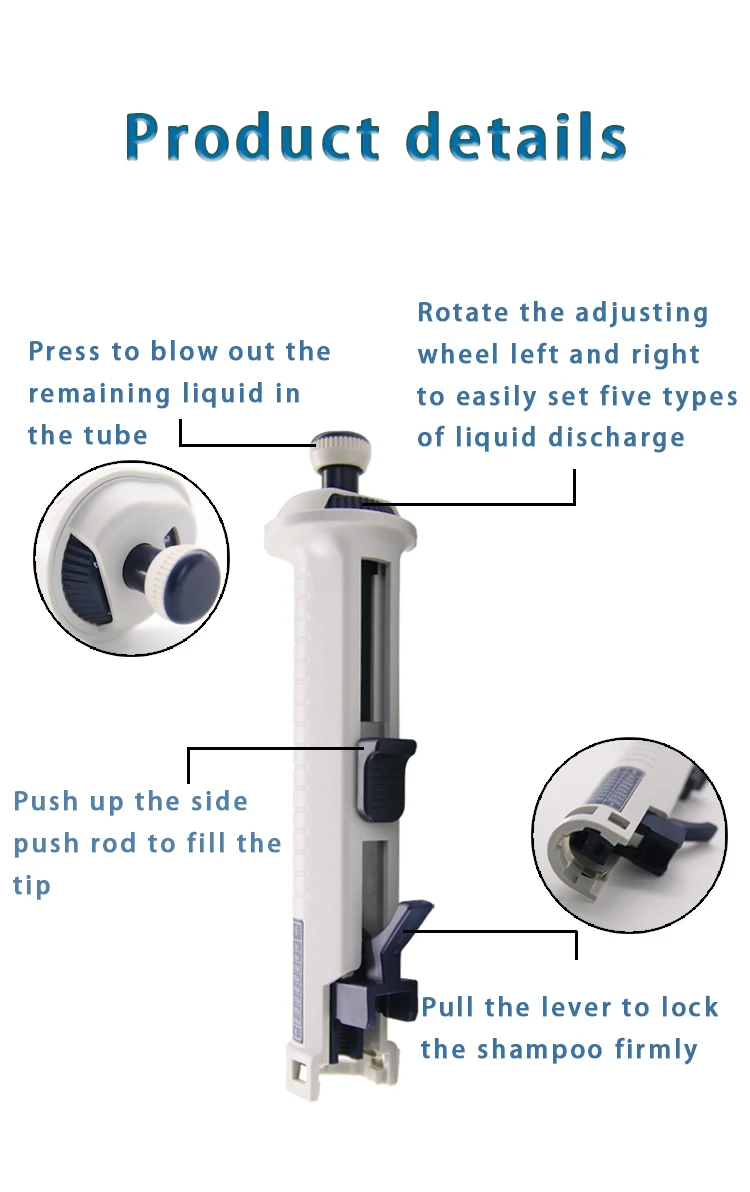 IKEME Lab Pipettor StepMate Continuous Dispensing Pipette Continuous Dispenser Adjustable Manual Dispenser With Tip 5ml Pipette