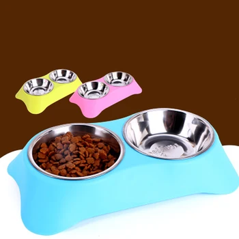 

Double-layer Pet Bowl Used for Dog Puppies Cat Water Feeder Pet Supplies Feeding Bowl Stainless Steel