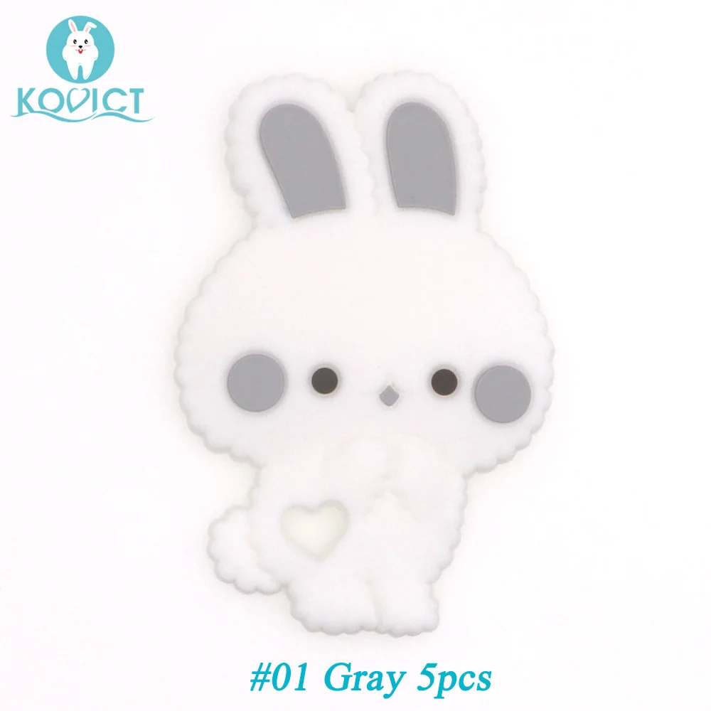 01 Gray 5pcs Kovict без добавления бисфенола А 5/10 шт. Кролик Силиконовый детский Прорезыватель для зубов против грызунов нового дизайна для детей игрушки для режущихся зубов жевательные животных Форма детские товары для кормления подарок - Цвет: 01 Gray 5pcs