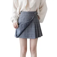 Womail осенне-зимняя юбка трапециевидной формы с высокой талией, шерстяная клетчатая юбка размера плюс, модные зимние юбки для женщин