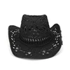 Summer Outdoor Men Women Hand-woven Western Cowboy Paper Straw Hats Wide Brim Breathable Beach Jazz Cap Sun Protection Hat 1