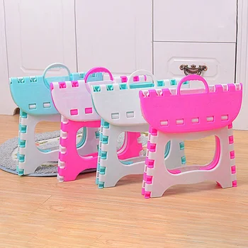 

Cartoon Plastic Small Bench Portable Handle Small Stool Folding Small Bench For Home And Outdoor Fishing Camping Small Seat
