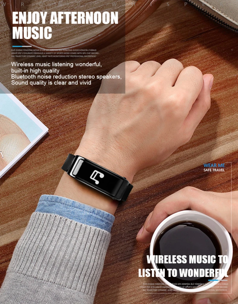 2-in-1 Smart Bracelet With Bluetooth Earphone Heart Rate Blood Pressure Monitoring Fitness Tracker Call Reminder Smart Watch