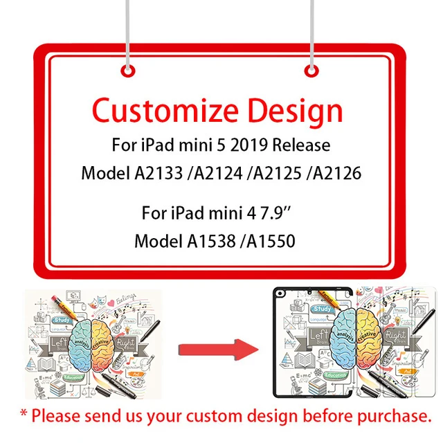 Custom Design MTT ТПУ мягкий чехол для iPad Mini 5 тонкий PU кожаный флип смарт-чехол для iPad Mini 4 7,9 ''авто сна/Пробуждение чехол для планшета - Цвет: Custom Design