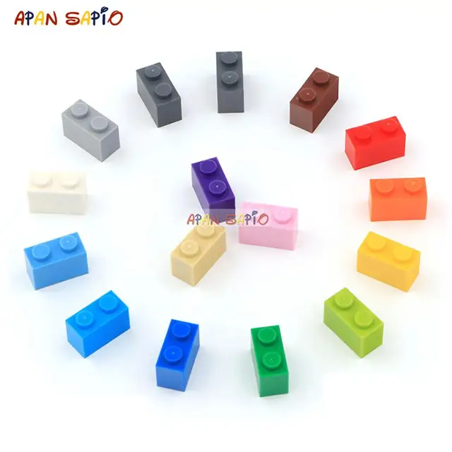 100pcs DIY Building Blocks Thick Figures Bricks 1x2Dots Educational Creative Size Compatible With 3004 Plastic Toys for Children Mixed color 100pcs