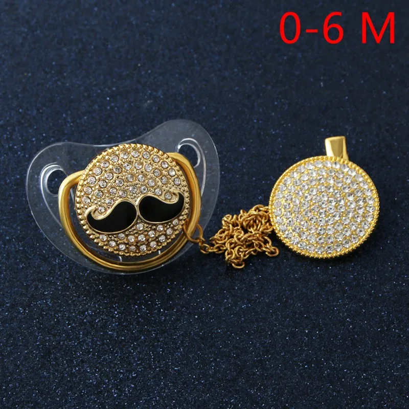 0-6 M Transparent Роскошные Смешные Детские Усы Bling Соска Детские Основы Жемчуг Кристалл Пустышка Цепочка Пустышка Пустышка Соска - Цвет: 0-6 M Transparent
