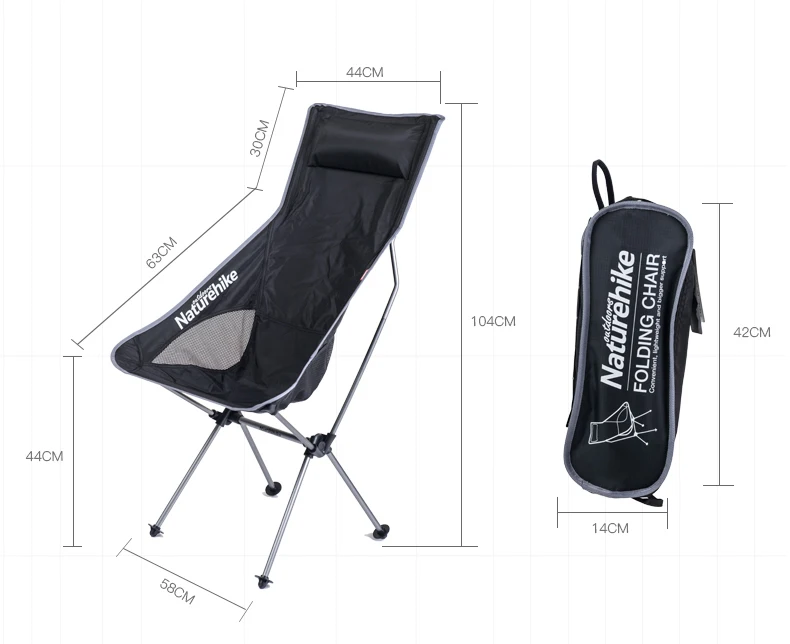 Naturehike Portable Folding Chair Long Back Rest Comfortable Camping Seats Stool Fishing Lawn bbq parks Pergola Rest NH17Y010-L