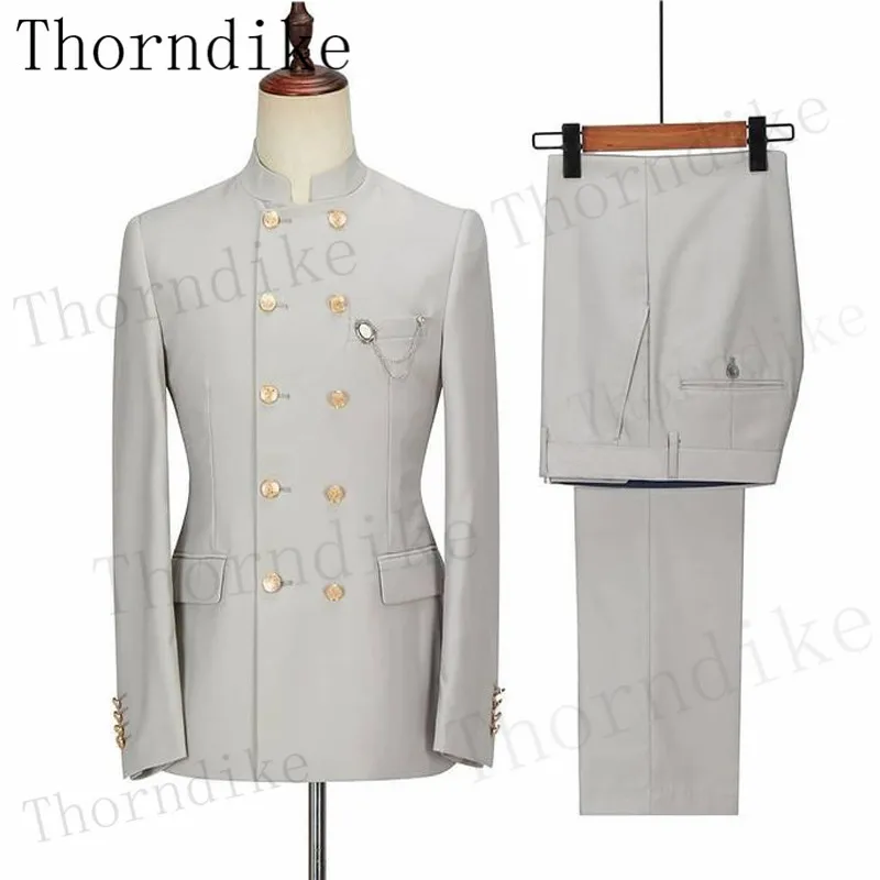Thorndike ( Jacket +Pants ) Light Blue Summer Men Suits Weeding Slim Fit Formal Tuxedos Blazer Groom Clothes T1384