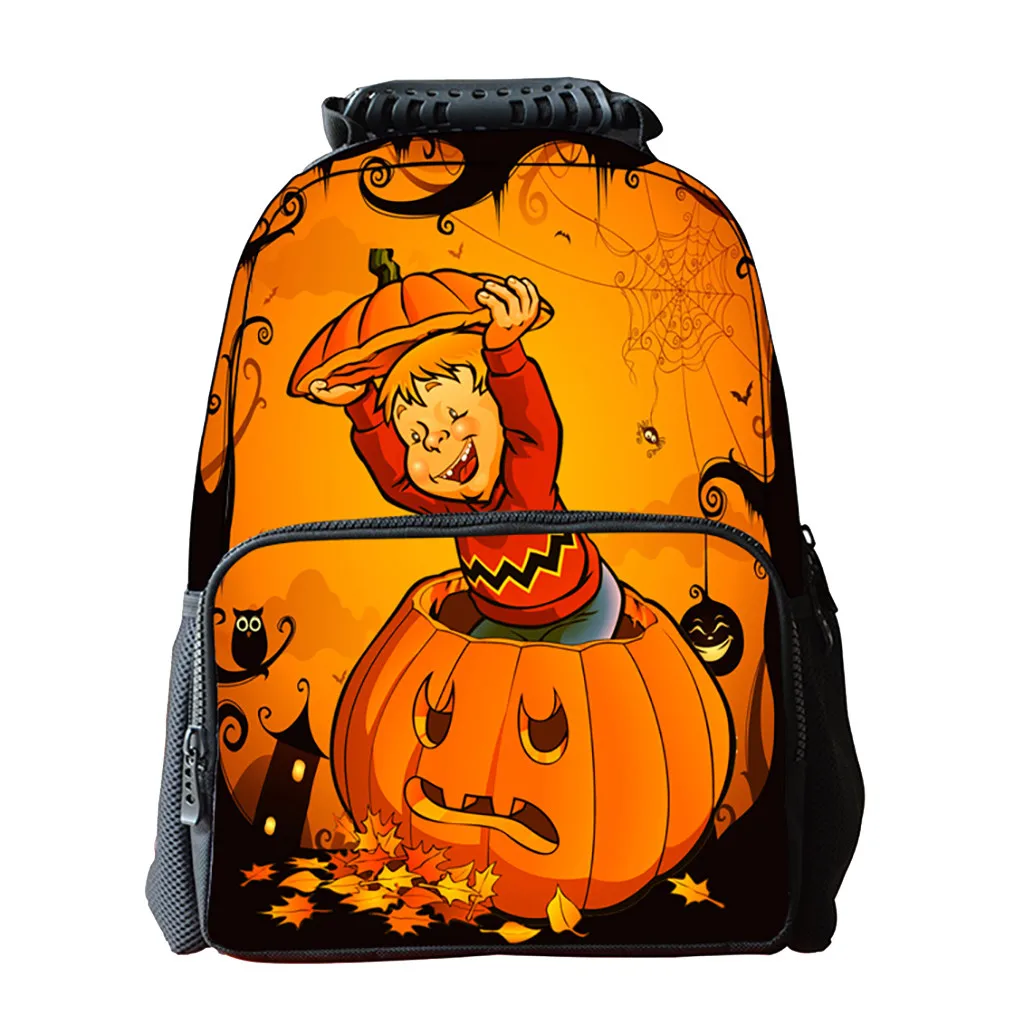 

halloween style backpack Canvas Backpack Women 3D Animal Bags Funny pumpkin lamp Printed Backpack Teenager Large Capacity bag