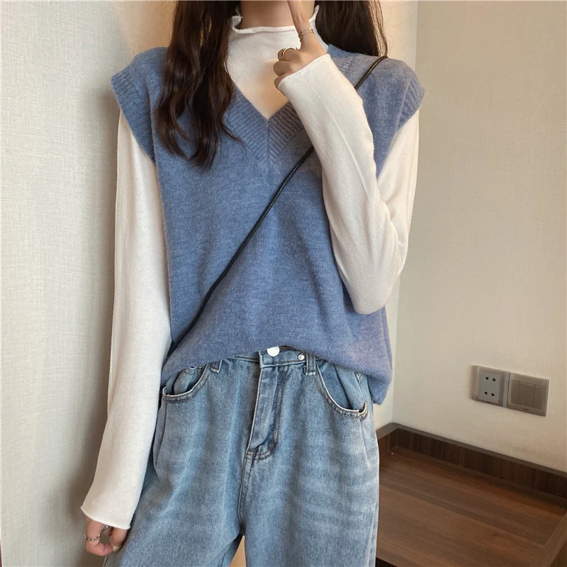 Homme Gilet En Laine Unie Col V Pull Sans Manche Col V Gilet Tricots Débardeurs