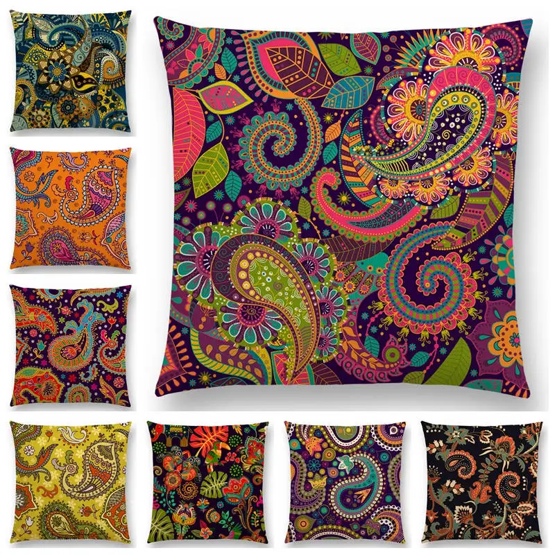 

Paisley Mandala Decorative Pattern Flower Plants National Style Geometry Stripe Dream Cushion Cover Gorgeous Pillow Case