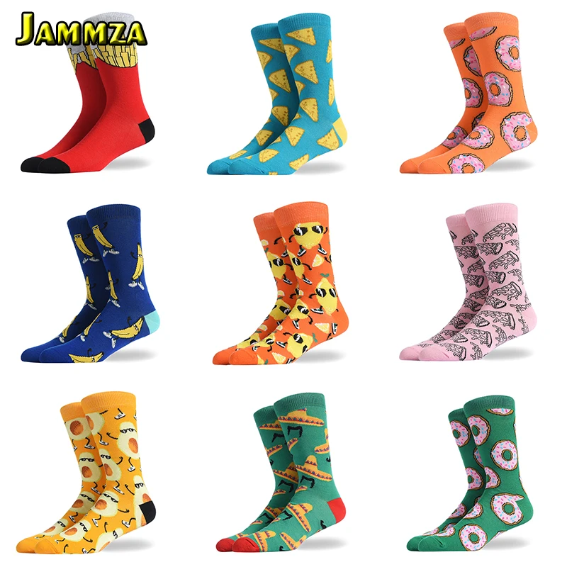 Four season Cotton Socks Men Hip Hop Skateboard Long Sock Casual Colorful Street Fashion Harajuku Man Food Pattern Funny Socks