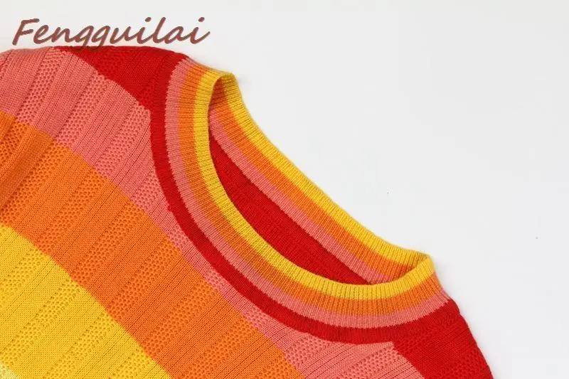 Winter Rainbow Colorful Stripe Print Women Casual Sweaters Autumn Fashion Turtleneck Knitwear Loose Pullovers Jumper Pull Femme Winter Rainbow Colorful Stripe Print Women Casual Sweaters Autumn Fashion Turtleneck Knitwear Loose Pullovers Jumper Pull Femme