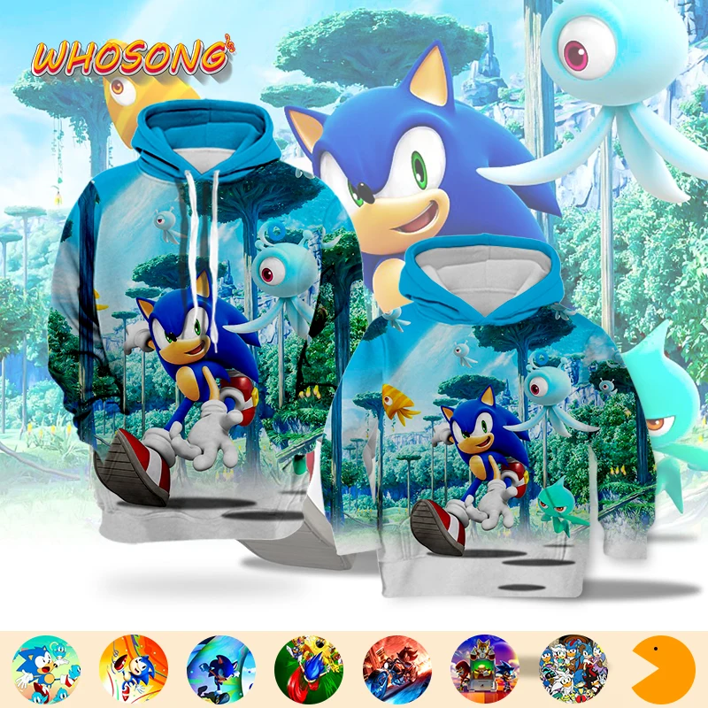 

WHOSONG 3D Hoodies Popular video game SONIC popular funny boys tops kids clothes men cartoon sweatshirt hoodie