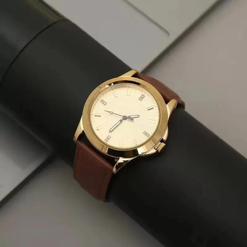 Luxury Men Watch Set Fashion High Quality Quatrz Watches Golden cufflinks Signature Pen 3Pcs Sets Gifts For Men Father With Box