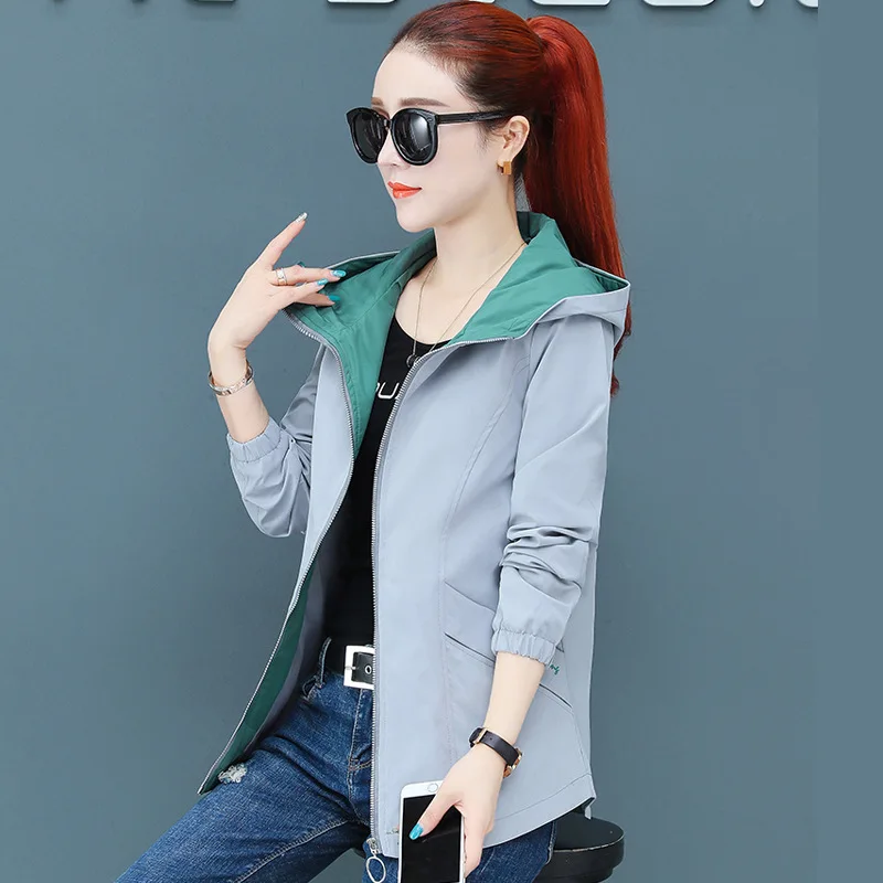 

Figure Rong-Style Coat Women's Spring And Autumn Korean-style Trend Printed Hooded Casual Zipper Jacket Tops