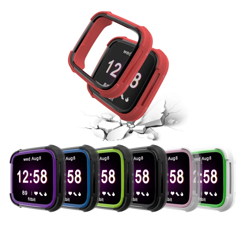6 цветов ТПУ и ПК чехол для Fitbit Versa, ремешок часы в виде ракушки Экран протектор Аксессуары для смарт-часов для Fitbit Versa Lite