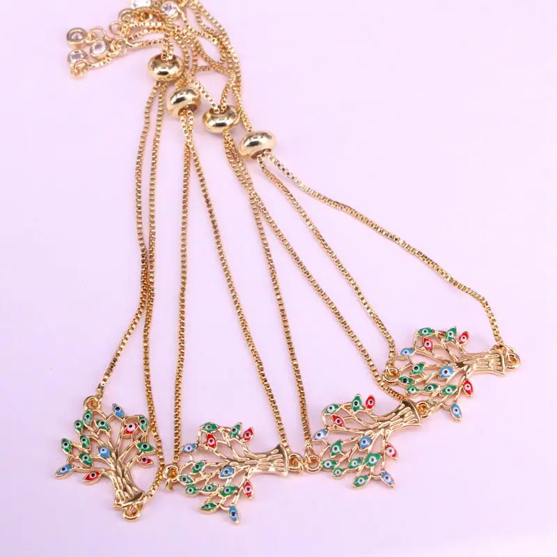 12 шт., DIY модные ювелирны браслет унисекс дерево с глазами форма, золотистый цвет соединитель Шарм Браслеты