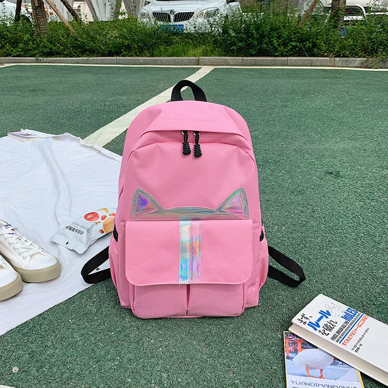 Детский рюкзак для девочек и мальчиков; детские школьные рюкзаки для подростков; милый рюкзак с кошачьими ушками; школьный рюкзак; Cartable Enfant - Цвет: 6677-Pink