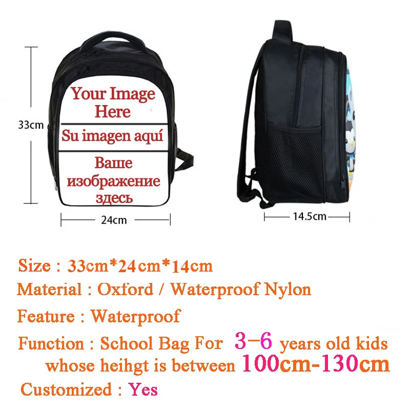  Custom Your Image Logo Name Backpack 13 Inch Cartoon kindergarten Backpacks Boys Girls Children Sch - 32660618884