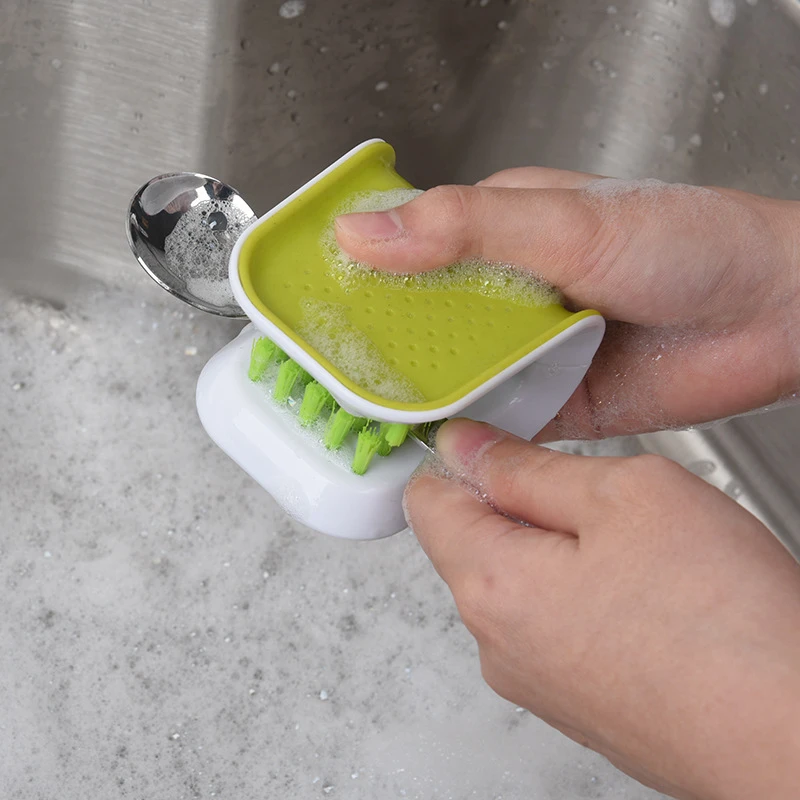 Щетка с кистью очиститель ножом ABS C utlery Cleaner Green Двусторонняя щетина Scrubber для