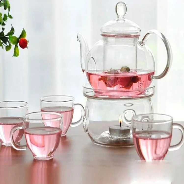 

Glass Tea Set Flower Pot with pin cha bei Heat-Resistant Kung Fu Tea Family Pack Wholesale