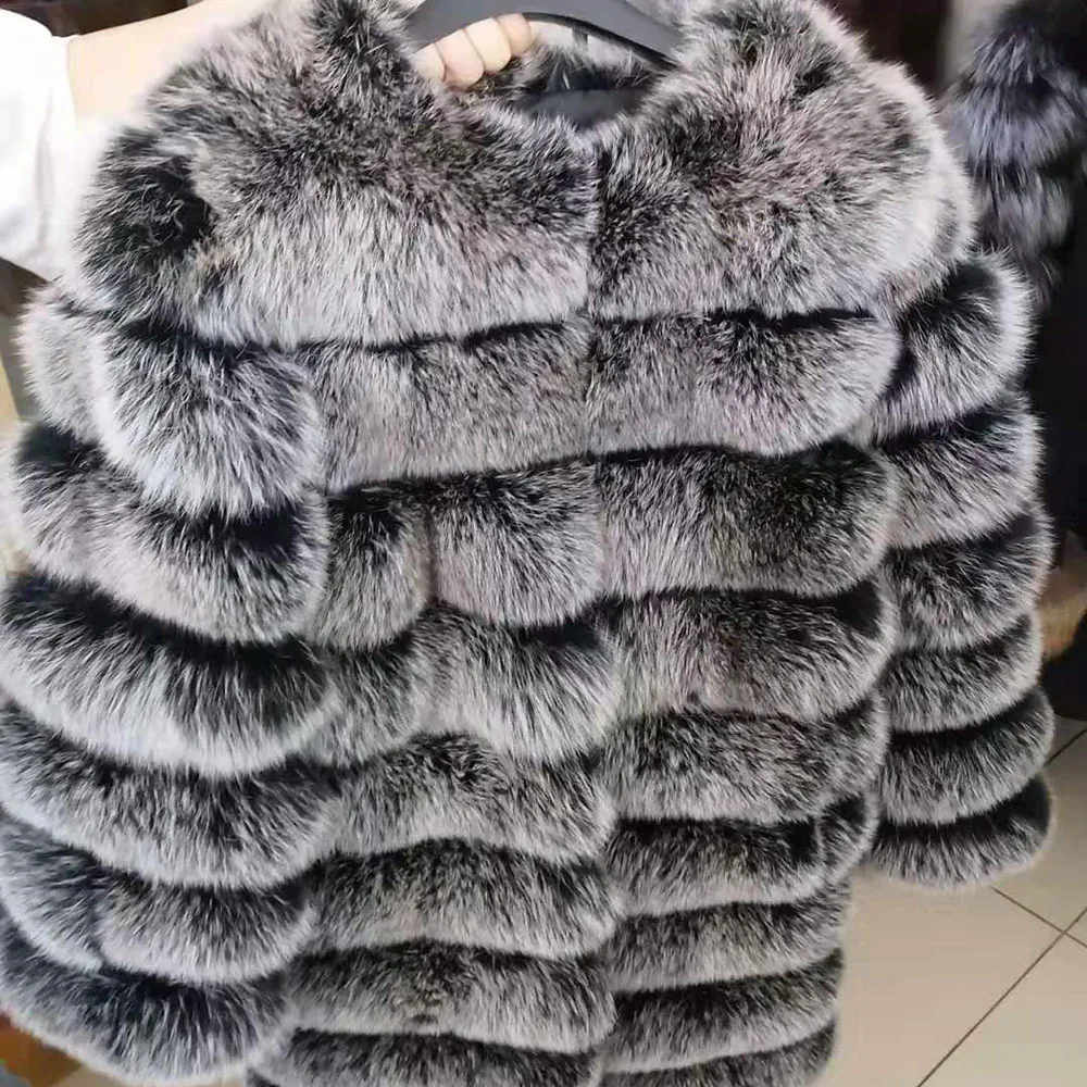 Женское теплое длинное и короткое зимнее пальто из 100% натурального Лисьего