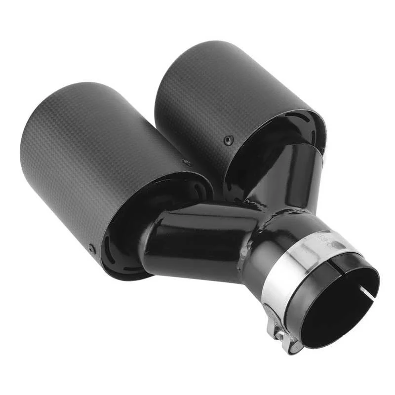 Universal Exhaust Pipe Dual Outlet Muffler Tip YShape Tail Throat Matte Black Stainless Steel