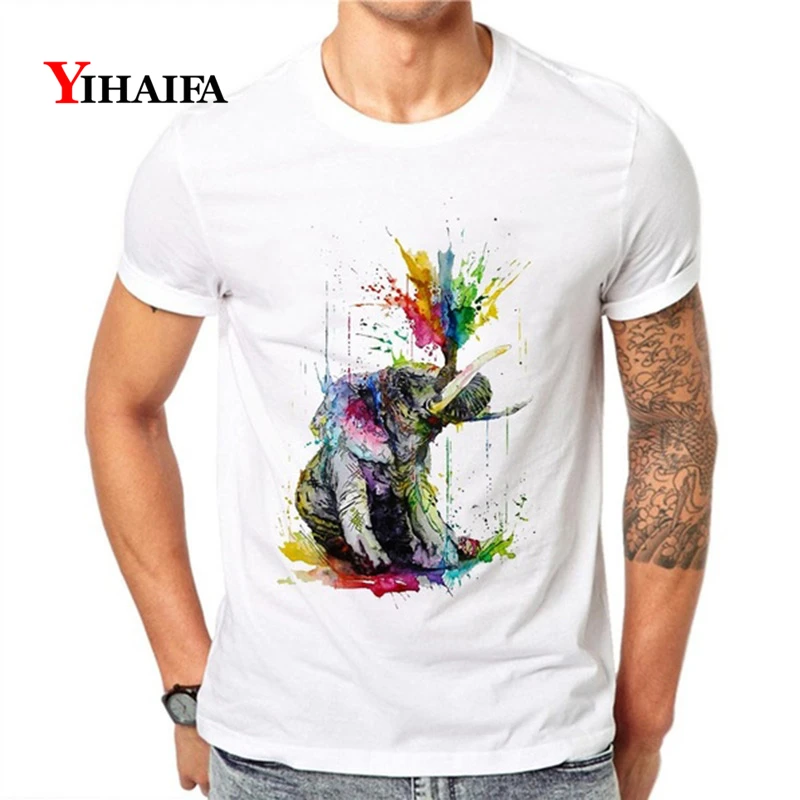 

Mens Hombres T-Shirt Elephant 3D Print Animal Graphic Tees Casual Tee Shirts Round Neck Short Sleeve Unisex White Tops