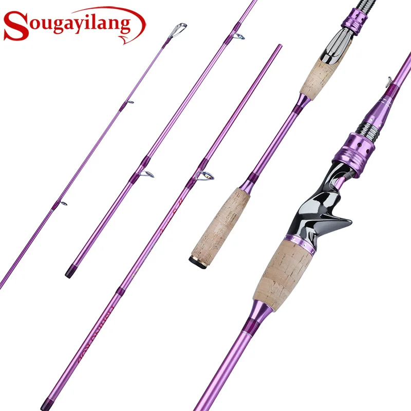 

Sougayilang Lure Fishing Rod 2.1M 4 Section Carbon Fiber Fishing Rod 3 Colors Spinning/Casting Travel Rod Fishing Tackle Pesca