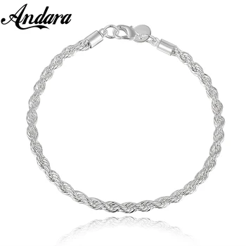 

Exquisite 925 Sterling Silver Bracelet 3MM Twist Silver Bracelet, Suitable For Ladies & Men Gifts