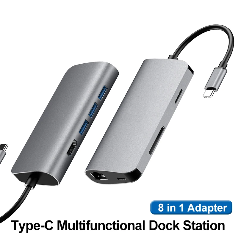 USB хаб 8 в 1 портативный с кардридером для SD и TF карт 3 0|Док-станции ноутбуков| |