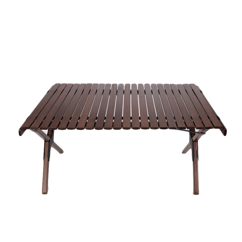 

Free shipping Outdoor Camping Egg Roll Table Folding Table Solid Wood Portable Camping Picnic Table and Chair Set