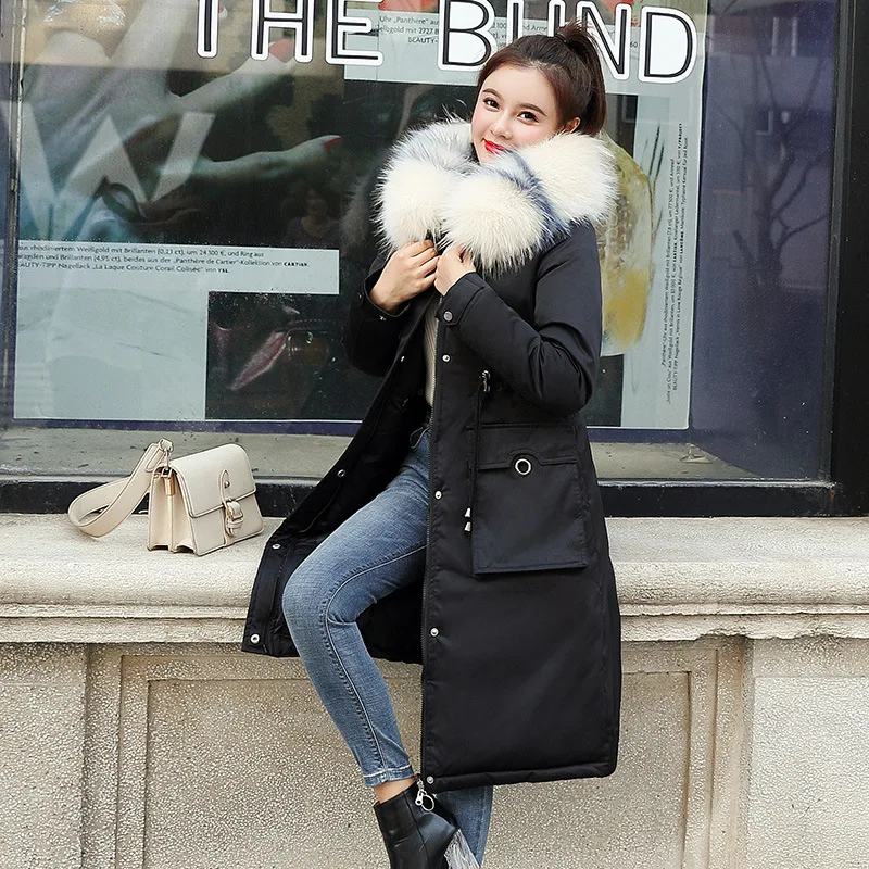 

2019 Cotton Coat Women's High-End New Style BF Mid-length Winter Feather Cotton-padded Jacket Korean-style Sale Cotton Overcoat