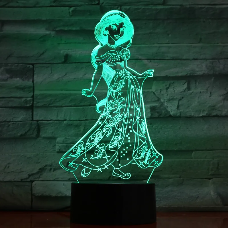 3d LED Night Light Princess Cinderella Figure Decorative Lamp Bedroom Baby Girl Holiday Gift Nightlight Desk Night Lamp Princess - Испускаемый цвет: 9