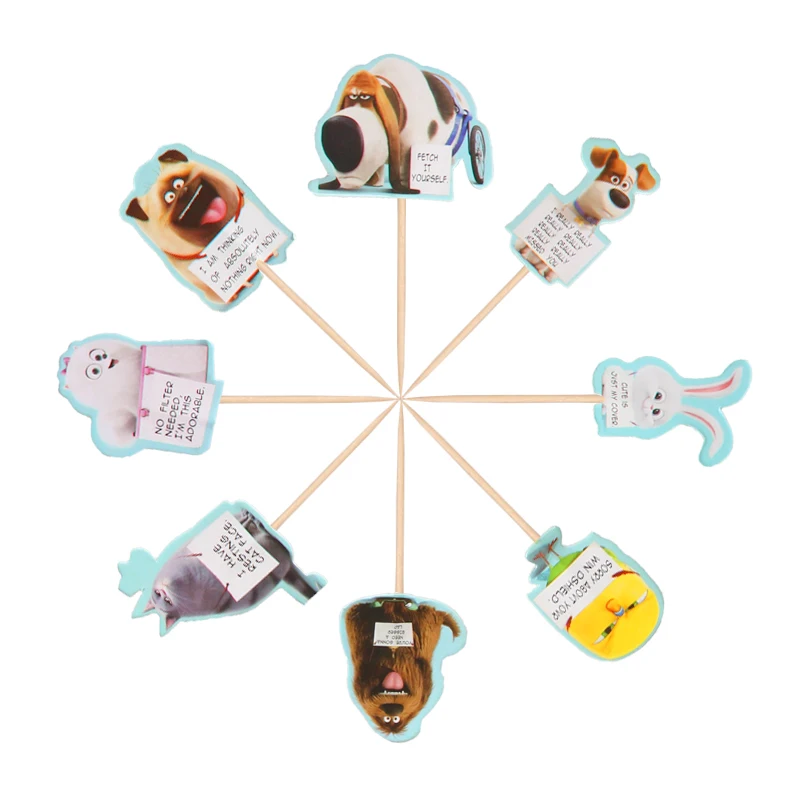 

24pcs/lot The Secret Life of Pet Wedding cake Decorations Baby Shower Happy Birthday party Supplies kids Gift cupcake topper