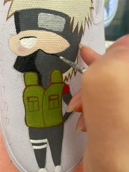 

Wen Custom Design Anime Shoes Men Casual Flat Naruto Hatake Kakashi Hand Painted Slip-on Canvas Sneakers Shallow Mouth Plimsolls