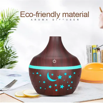 

DEKAXI 300ml Wood Grain Humidifier Aroma Essential Oil Diffuser Ultrasonic Air Humidifier USB Mini Mist Maker