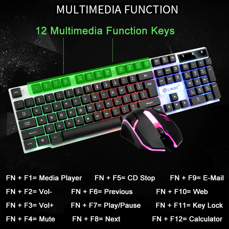  Gaming Keyboard Mouse Set Mechanical Keyboard 104 Keycaps RGB LED Backlight Gaming Mouse Gamer Keyb