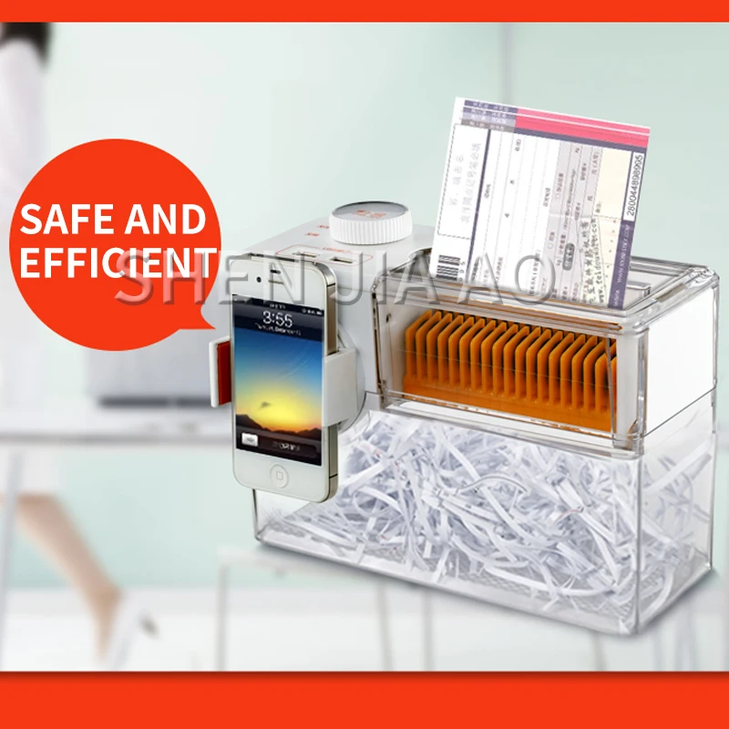 T100 usb shredder office portable electric small shredder mini home desktop office 3 level secret With phone holder