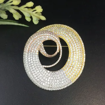 

Lanyika Fashion Jewelry Distinctive Spiral volute Brooch Pendant Dual Use for Wedding Party Micro Paved Popular Gift