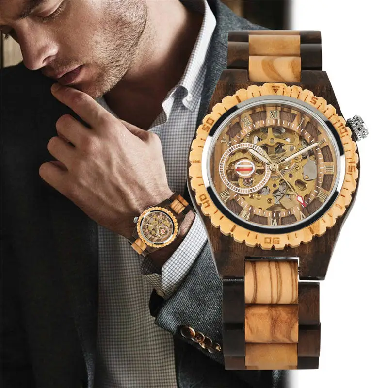 YISUYA автоматические деревянные часы светящиеся руки часы из натурального дерева с автоматическим заводом часы мужские часы horloge heren