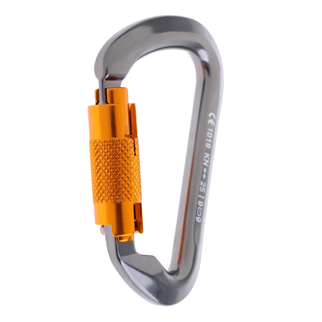 25KN Twist Gate D Carabiner Auto Locking Karabiner For Traveling Hiking Climbing Rescue By CE 