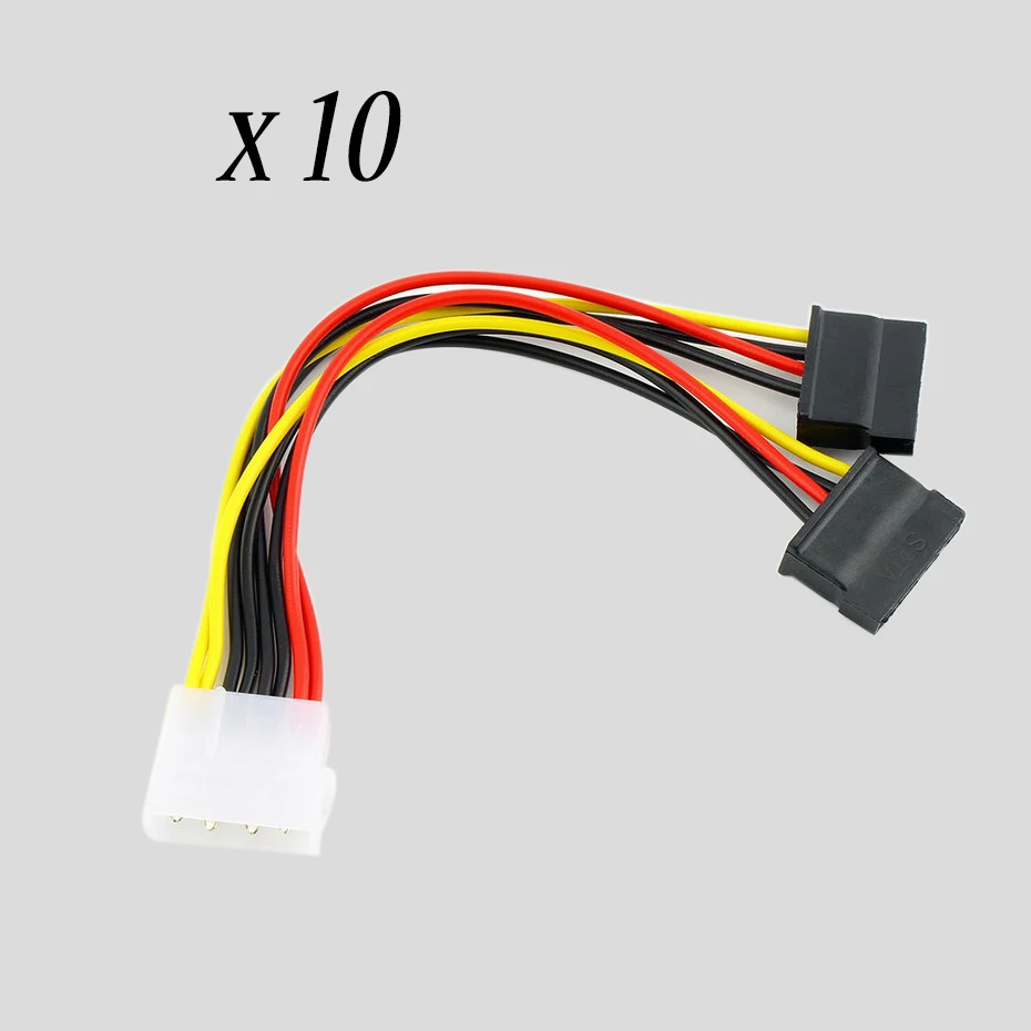 10pcs Serial ATA SATA 4 Pin IDE Molex to 2 of 15 HDD Power Adapter Cable Hot Worldwide Promotion | Компьютеры и офис